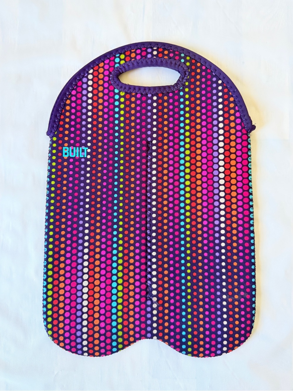 Built NY Two Bottle Insulated Wine Cooler Tote Sleeve multicolored polka dot